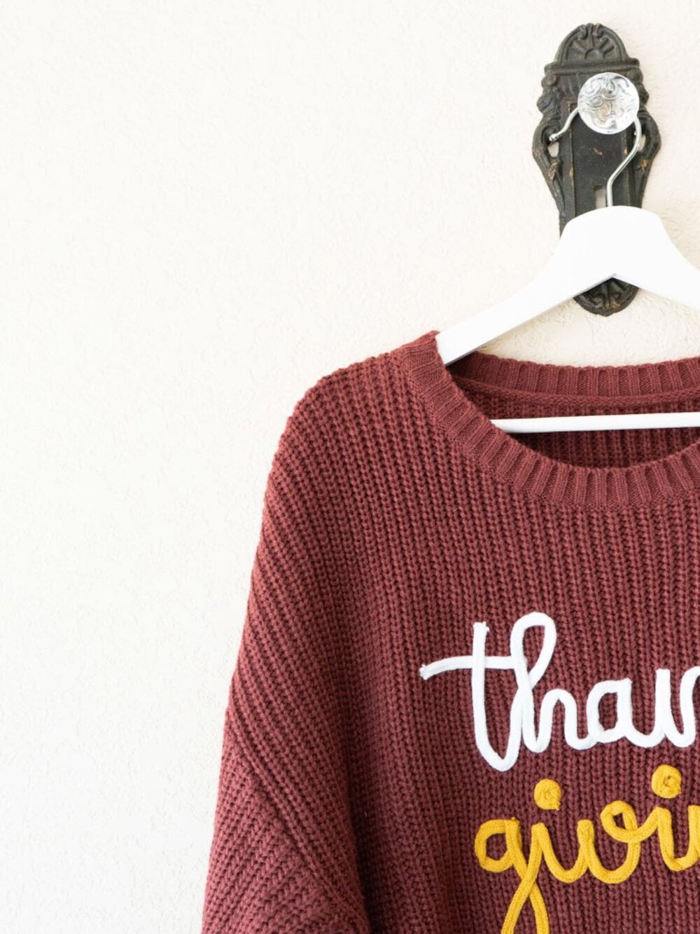 Trends Boutique On Main Sweater Womens L Brown Thanksgiving Embroidered Knit - Picture 5 of 14